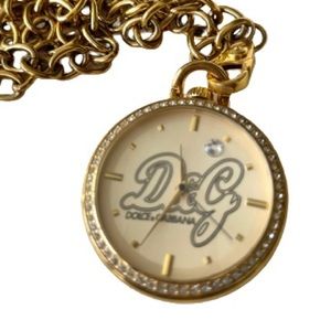D&G Dolce & Gabbana Time SECRET SERVICE Gold Pocket Watch/ necklace